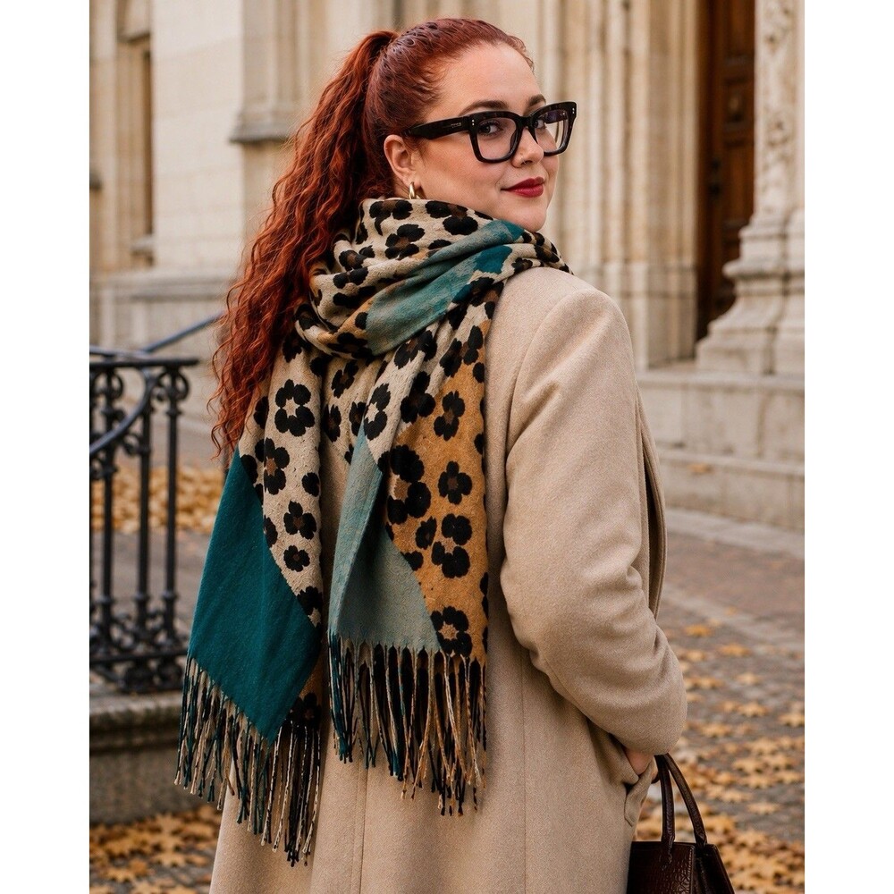Women’s Leopard Print Scarf 62x28 Lightweight Chiffon Shawl Wrap Animal Print - Picture 4 of 5
